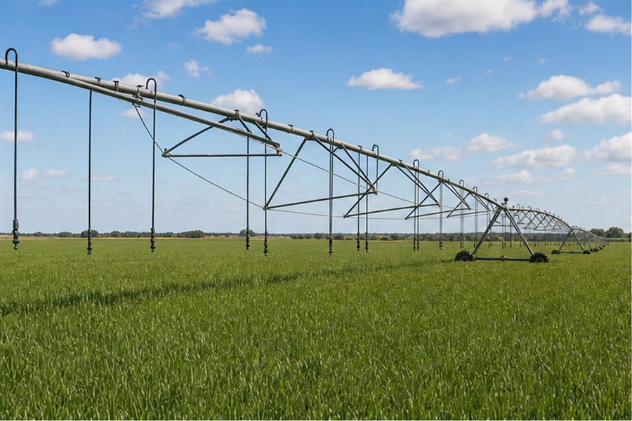 Vista ilustrativa de um pivot numa exploração agrícola